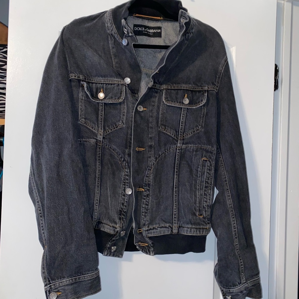 Dolce & Gabbana Vintage charcoal black denim jacket fits like a large - XL